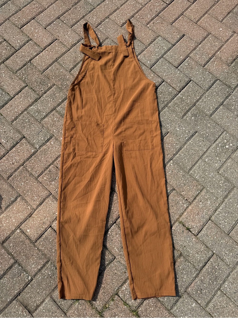 Rustic Brown Wide-Leg Jumpsuit Size S